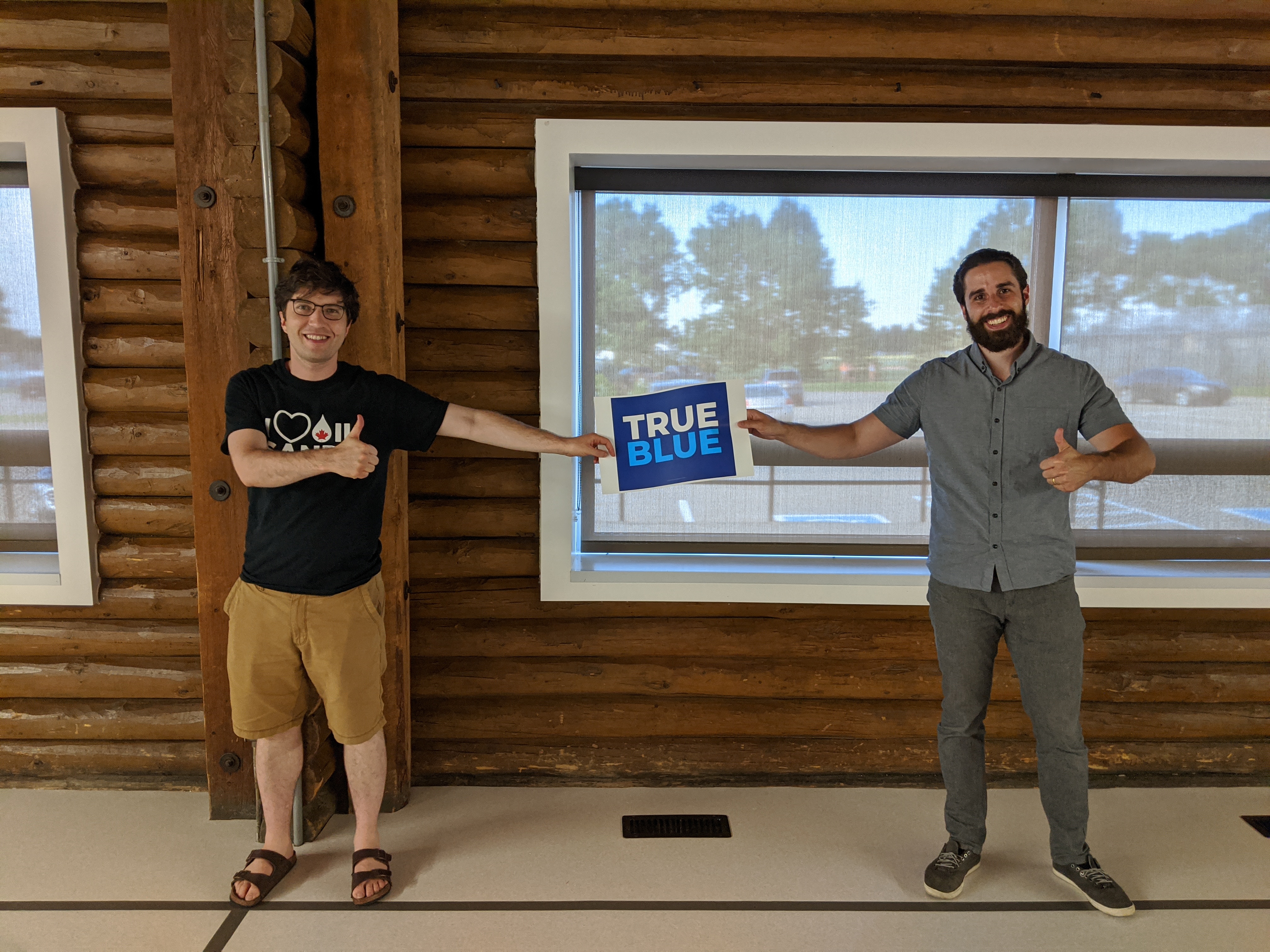 Cole Kander campaigning for Erin O'Toole with Garnett Genius