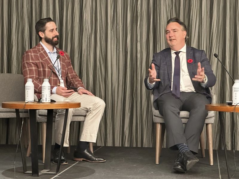 Cole Kander hosting a fireside chat with Minister Dale Nally