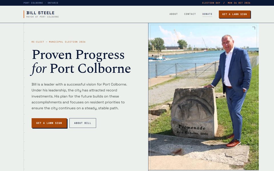 Bill Steele campaign website homepage
